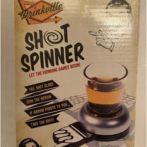 Fun spinner game with shot glass. 1.5 oz / 44ml shot glass, shot glass spinner